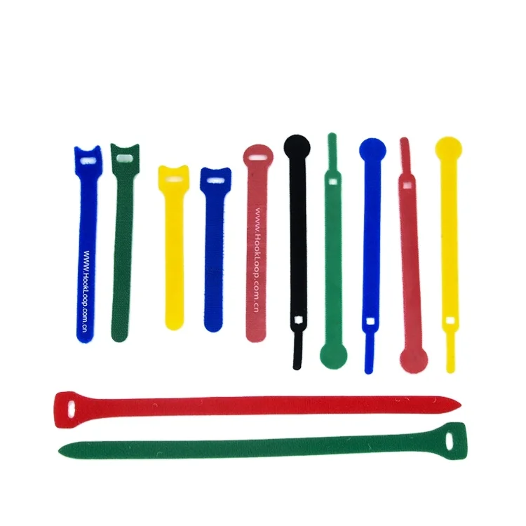 Factory Direct Sale Back to Back Cable Tie Hook Loop Cable Strap Wires Fastener Colorful Reusable
