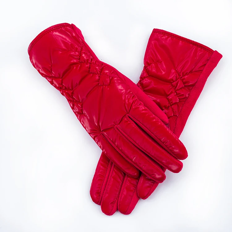 Wholesale winter stylish women gloves wash free down  cotton riding gloves embroidered touchscreen  gloves