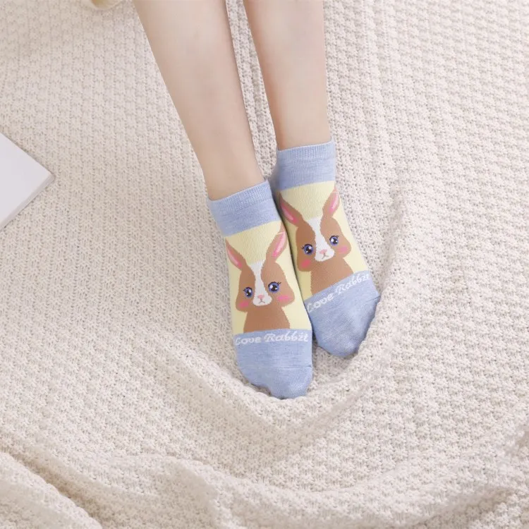 2021 Funny Harajuku Cute Rabbit Socks Meias Jacquard Cartoon Low Cut Ankle Socks Girl Women Novelty Animal Short Socks