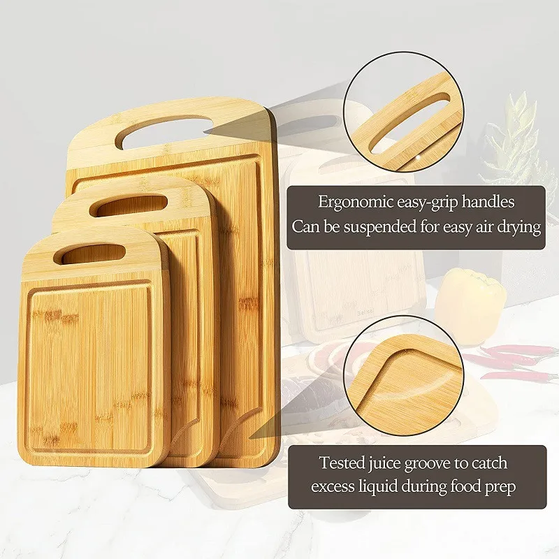 Organic Bamboo Cutting Board with Juice Groove - Kitchen Chopping Board for Meat, Cheese and Vegetable