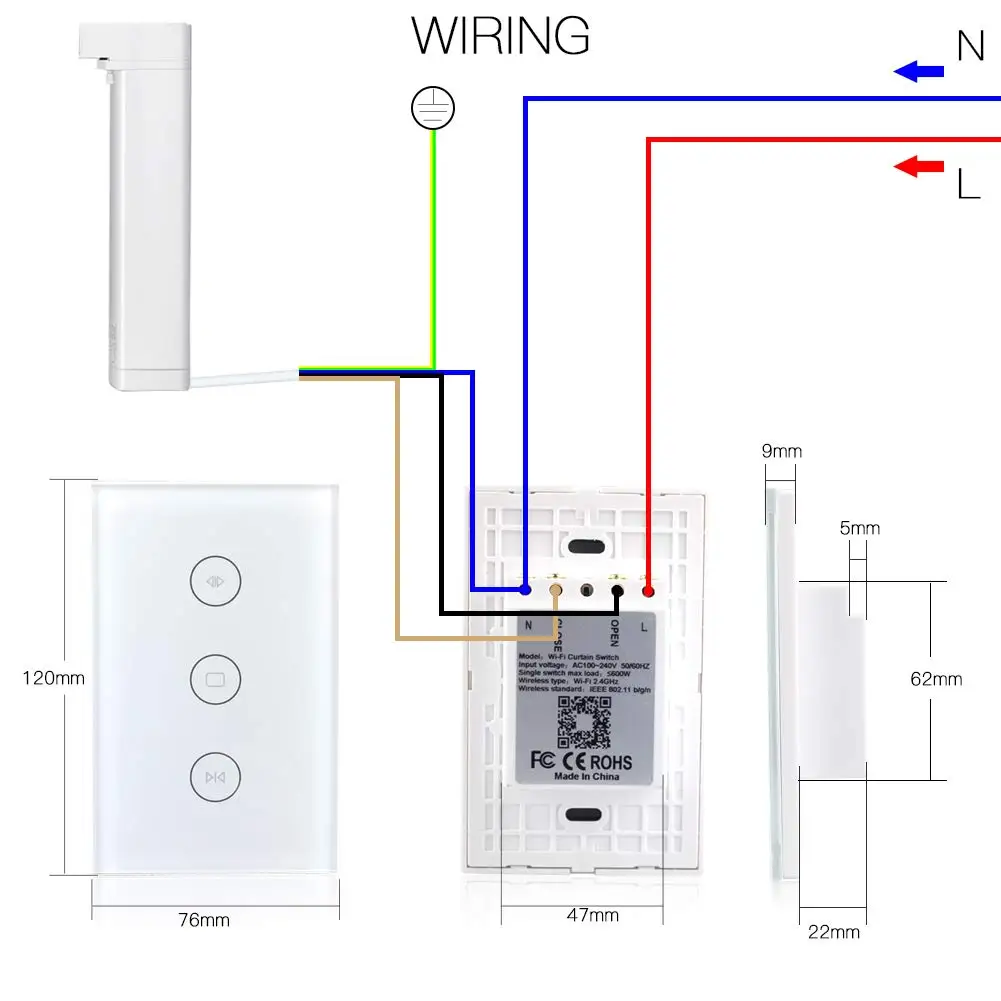 Sesoo Smart Wi-Fi Touch curtain  Switch Compatible with Amazon Alexa and Google Assistant Curtain switch