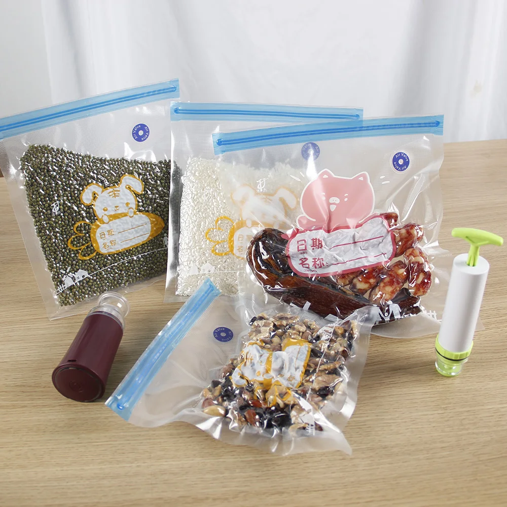 Quality transparent food grade vacuum sealer bag plastic packaging bag vacuum storage bag with air valve