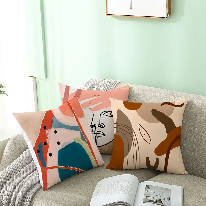 Geometric European Pillow Case Art Printing Throw Pillow Cover Abstract Cushion Cover For Home Decoration