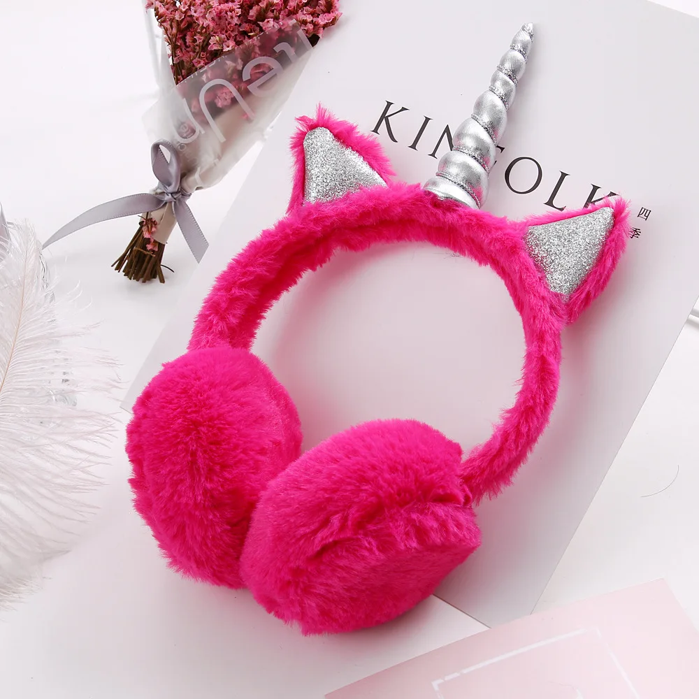Go Party wholesale Hot winter faux fur unicorn headband warm earmuffs
