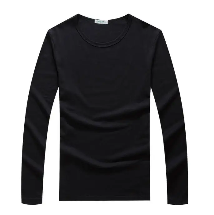 Футболка из чистого хлопка с длинными рукавами, Повседневная модная футболка с индивидуальным принтом и логотипом, Универсальная Ткань