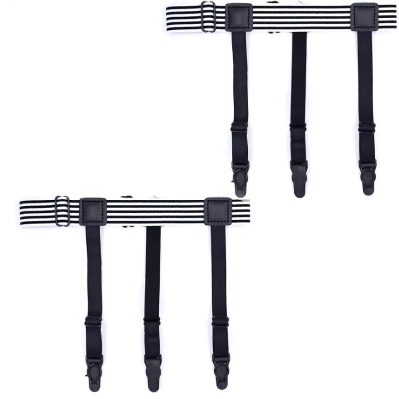 high quality black and white striped hoist buckle shirt garter belt suspender for men