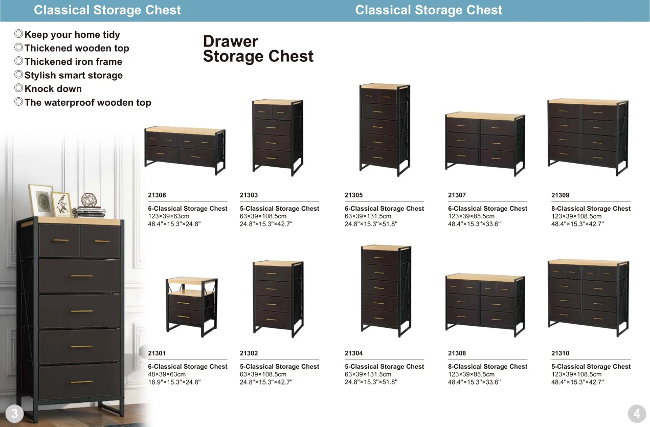 new design modern home furniture tall 5 drawer brown leather fabric storage dresser chest