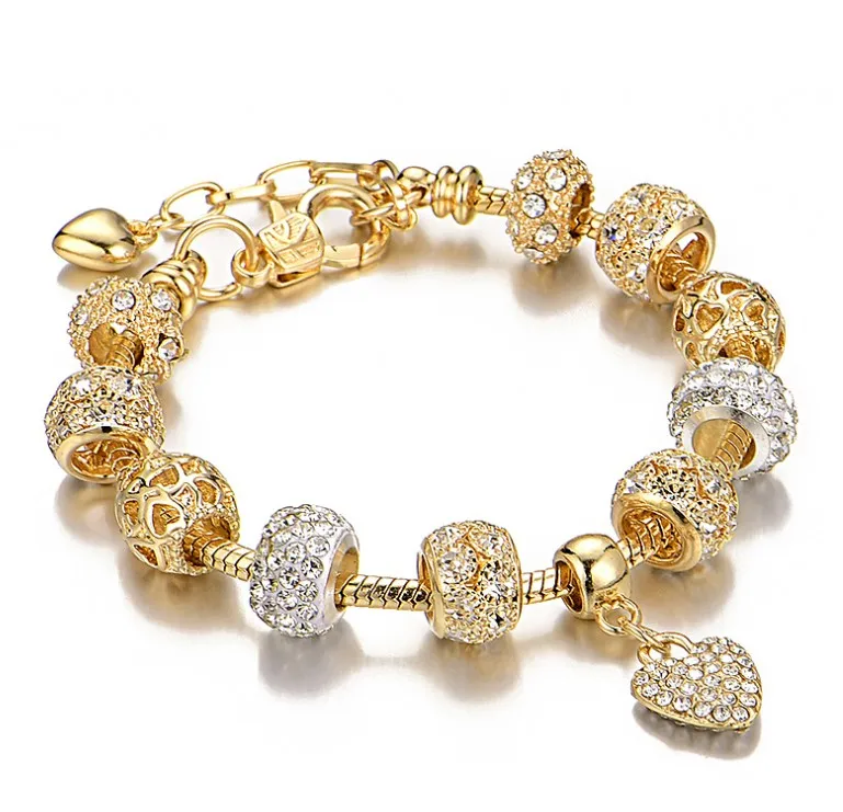Very popular  gold  jewellery bead bracelet crystal  charm bangle bracelet