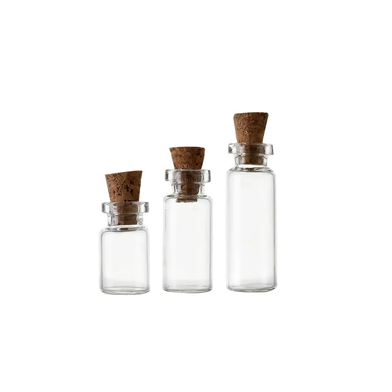 Wholesale 4-20ml cork bottle glass vial pendant laboratory bottles for testing essential oil wishing purpose