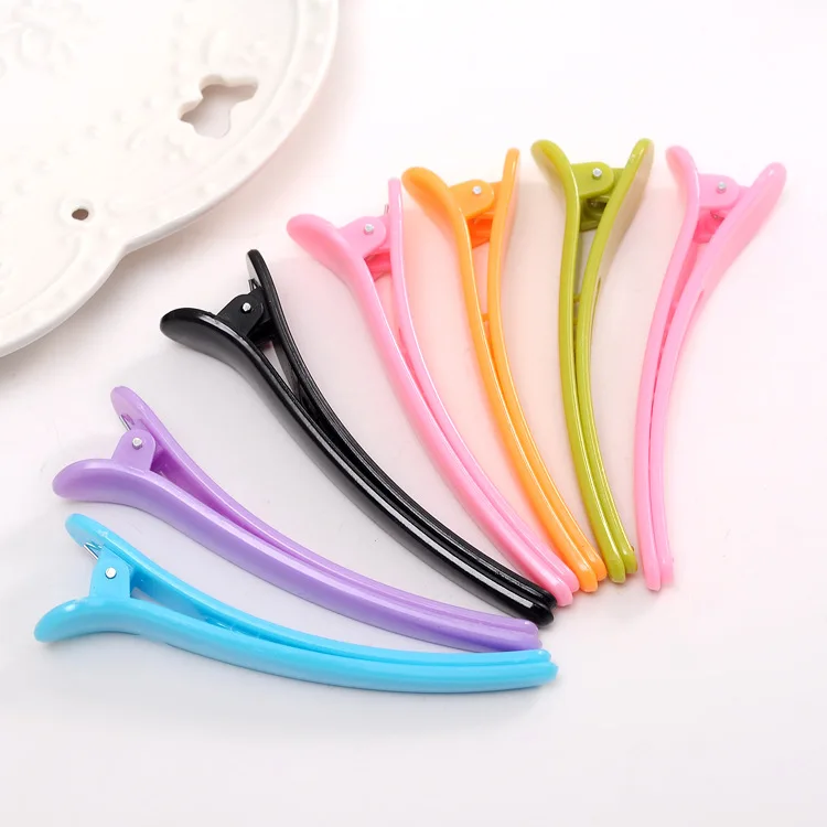 Factory Price Wholesale 8cm Large Size Professional Hair Styling Fix Color Plastic Duck Bill Hair Clip