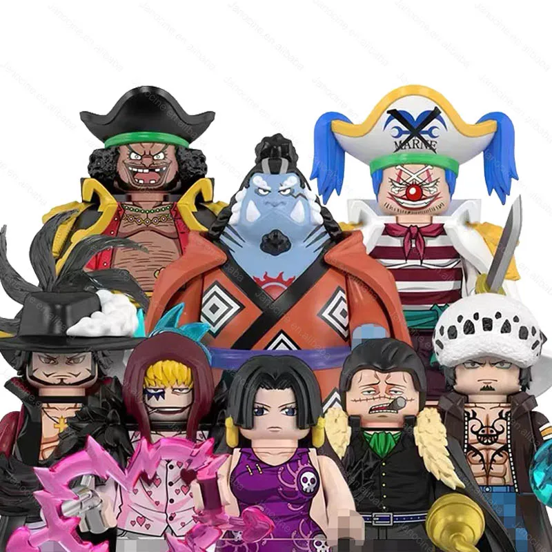 WM6190 Japanese juguetes Mini Building Blocks Set Jinbe Marshal Boa Crocodile Law Buggy Anime Mini Figures Toys For Kids