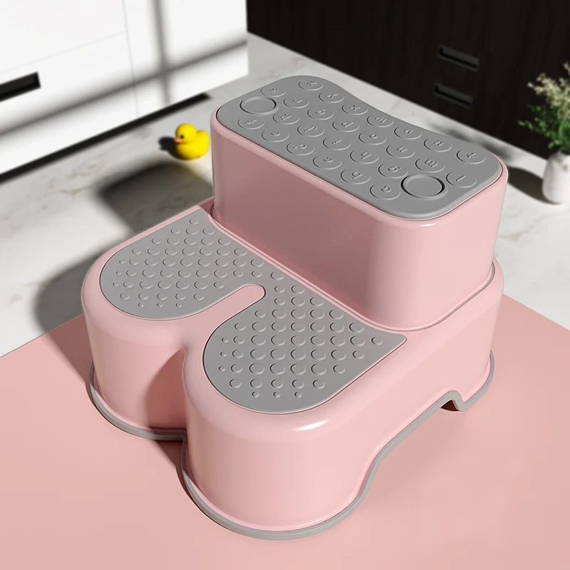 Stackable Two 2 Step Bathroom Portables Toilet Squat Helper Baby Foot Step Stepping Plastic Ottoman Footstool Stools For Kids