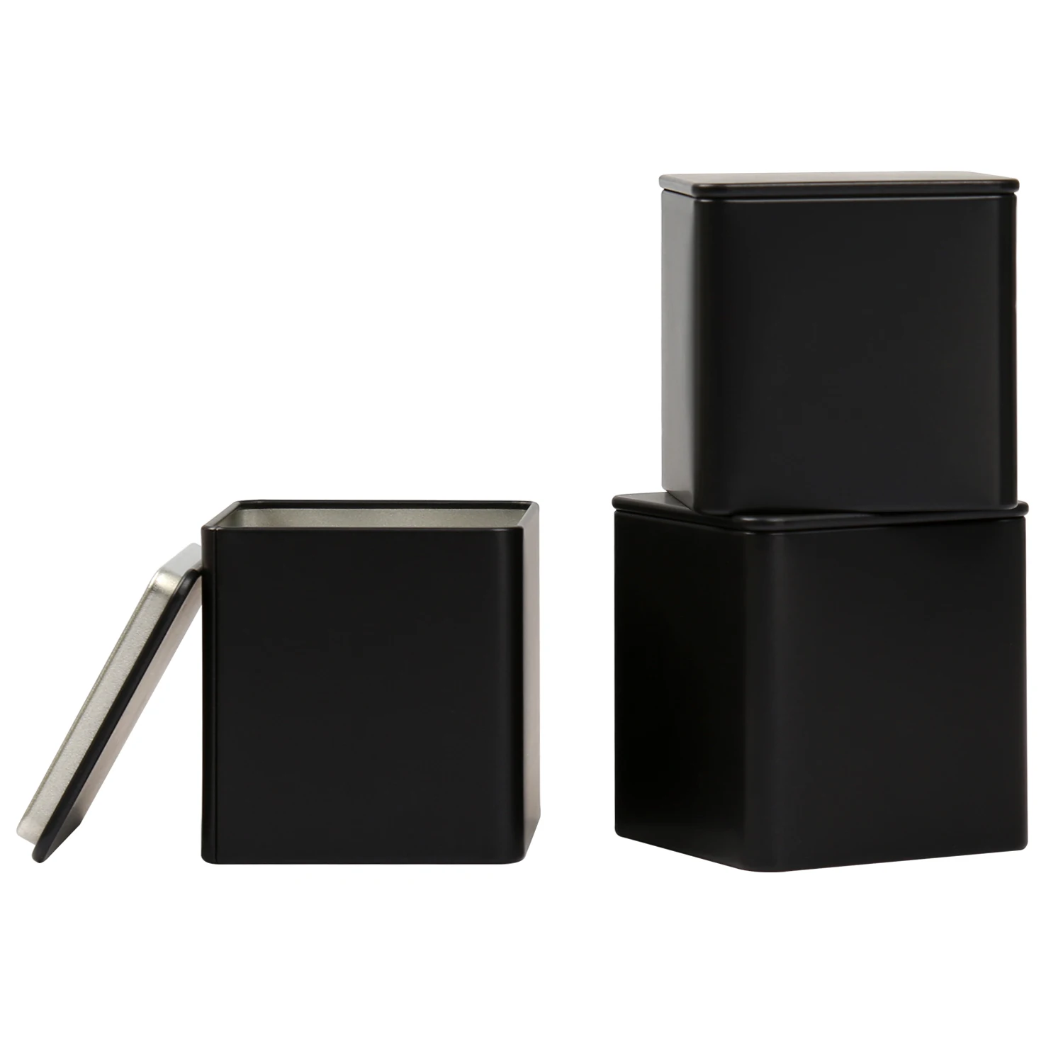 Luxury Black Square Food Tea Packaging Metal Tin Container Candy Jar 3-piece set in Stock in the US Free Shipping