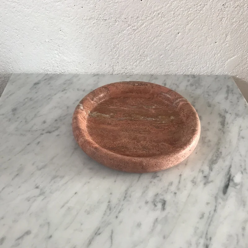 Wholesales Red travertine tray and natural stone round tray