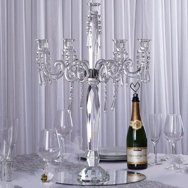 Beautiful 5 arms crystal candelabra for home celebration