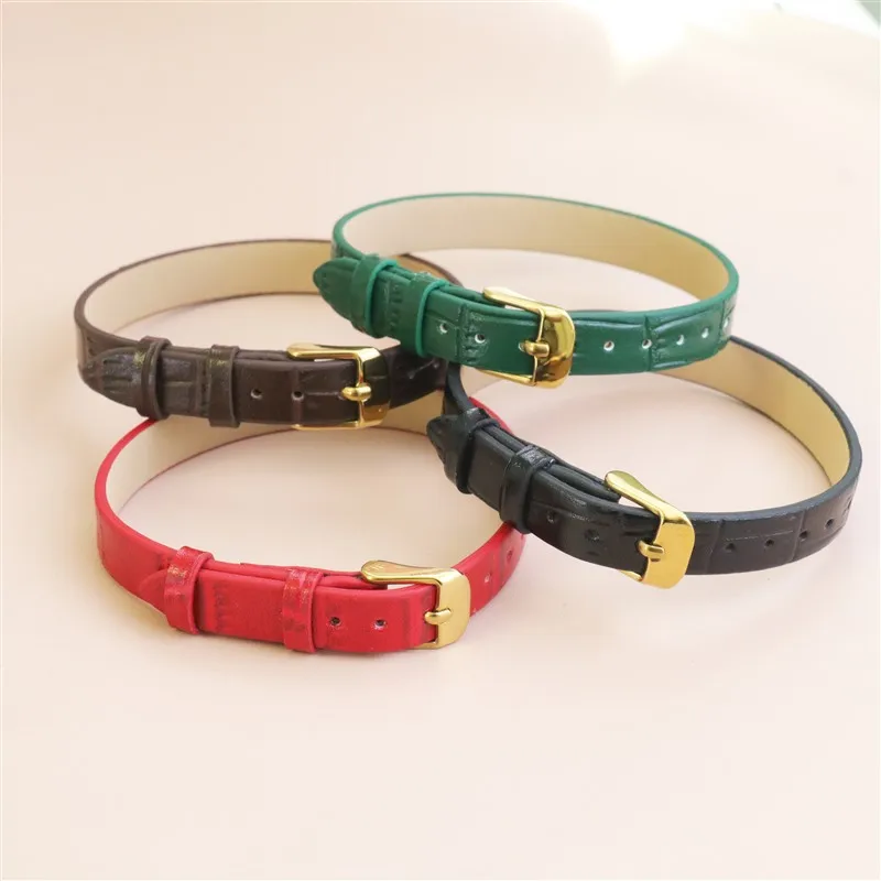 Simple Leather Bracelet with Light Gold Buckle Jewelry String Letter Classic Minimalist Leather Strap Accessories  8mm 10mm