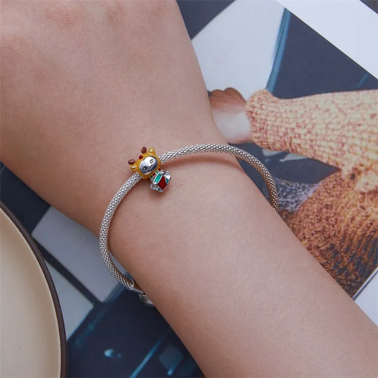 cat advent calendar memorial diy charms girly colorful 925 silver new year dainty silver jewellery christmas bracelet charm