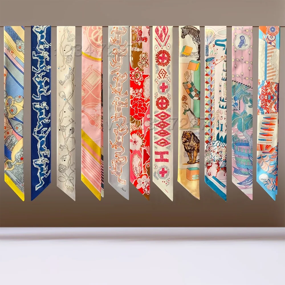 Multifunction Long Ribbon Bandana Women Turban Hair Head Band Wrap Silk Ribbon Scarf Plain Printed christmas headband