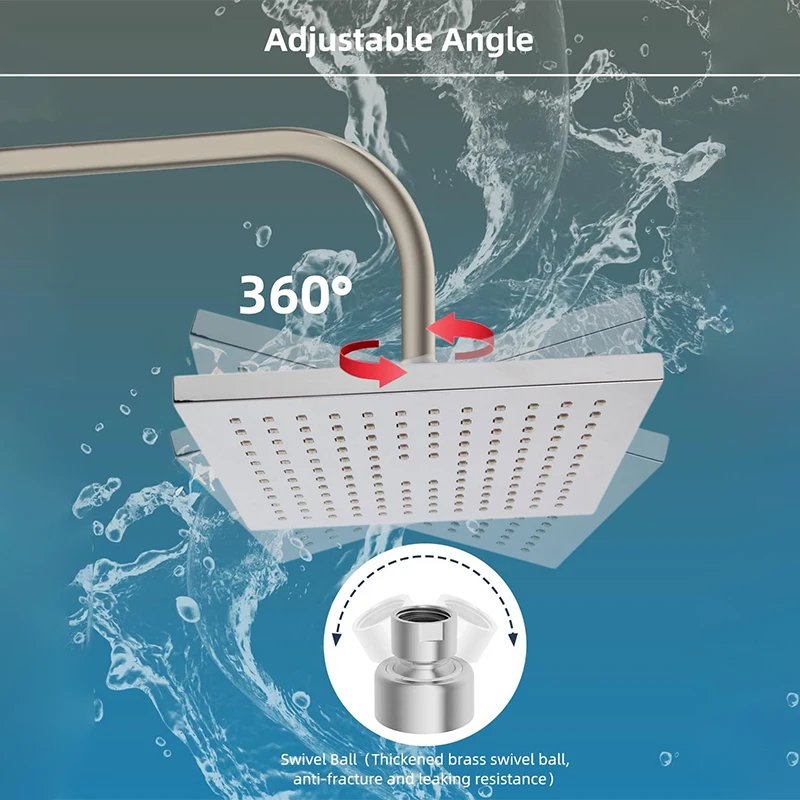 OEM ODM New Bathroom Chrome Shower Valve Faucet Luxury Rain Mixer Shower Column Set Rainfall Shower Head