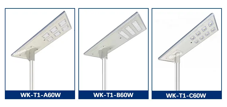 WAKATEK  Hot Selling  High Lumen  Ip65  Waterproof  60w solar  all in one  street light
