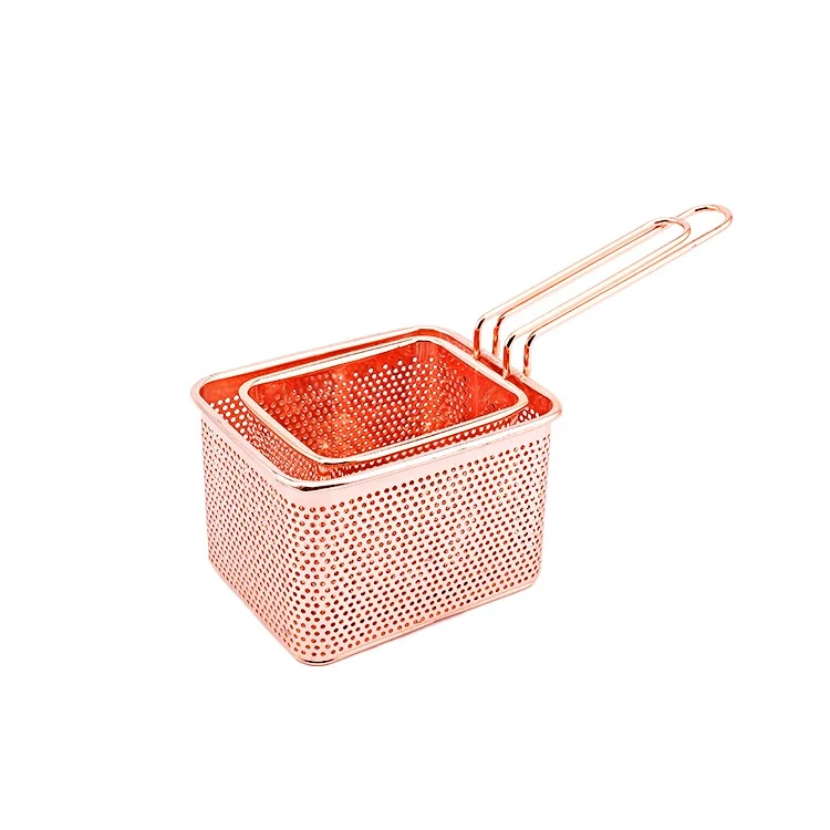 Stainless steel chips frying basket punching hole frying basket oil strainer