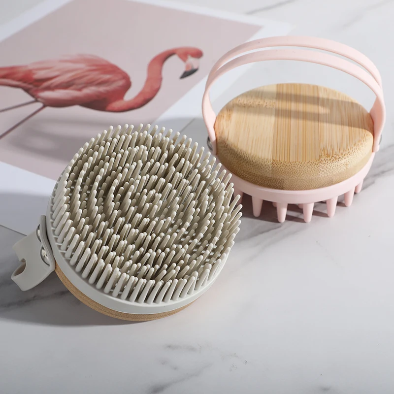 Wooden Natural Soft Dry Bamboo Shower Body Exfoliating Bath Brushes Silicone Bath brush