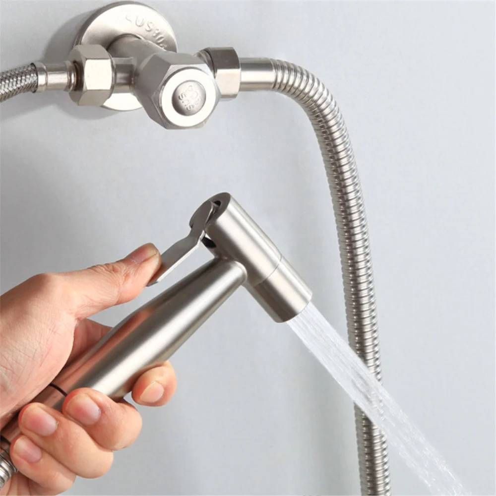304 Stainless Steel Toilet Bidet Faucet Sprayer Bathroom Toilet Hand Bidet Spray