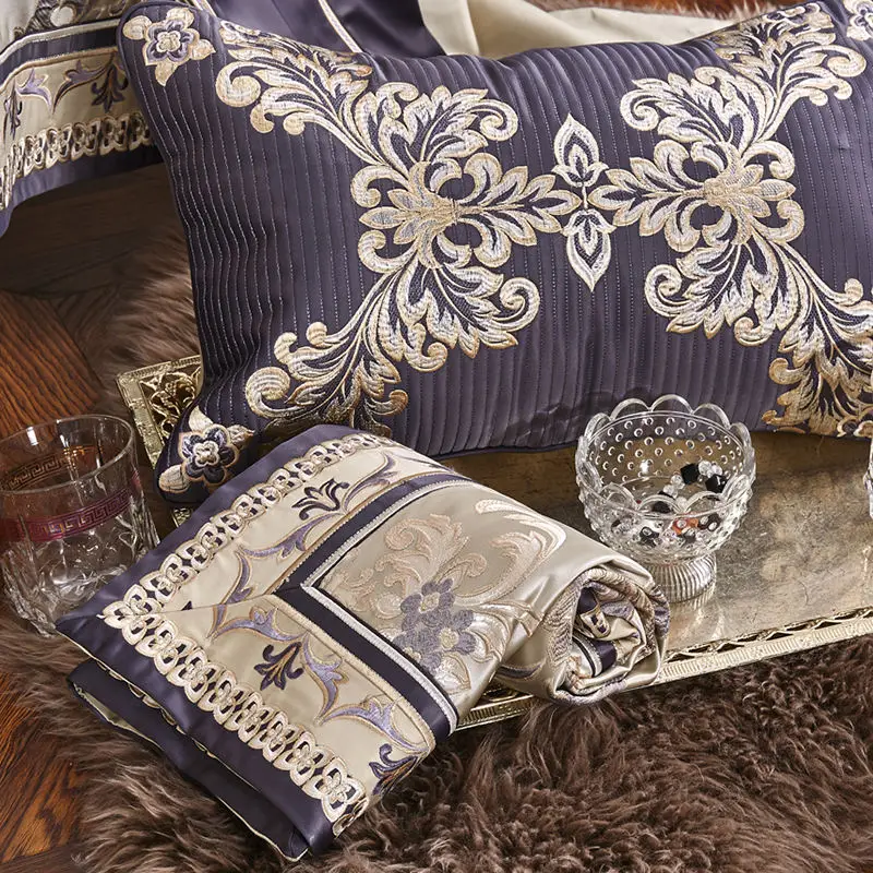 European style luxury satin silk hotel beautiful Exquisite jacquard bedding set bed sheet duvet cover set