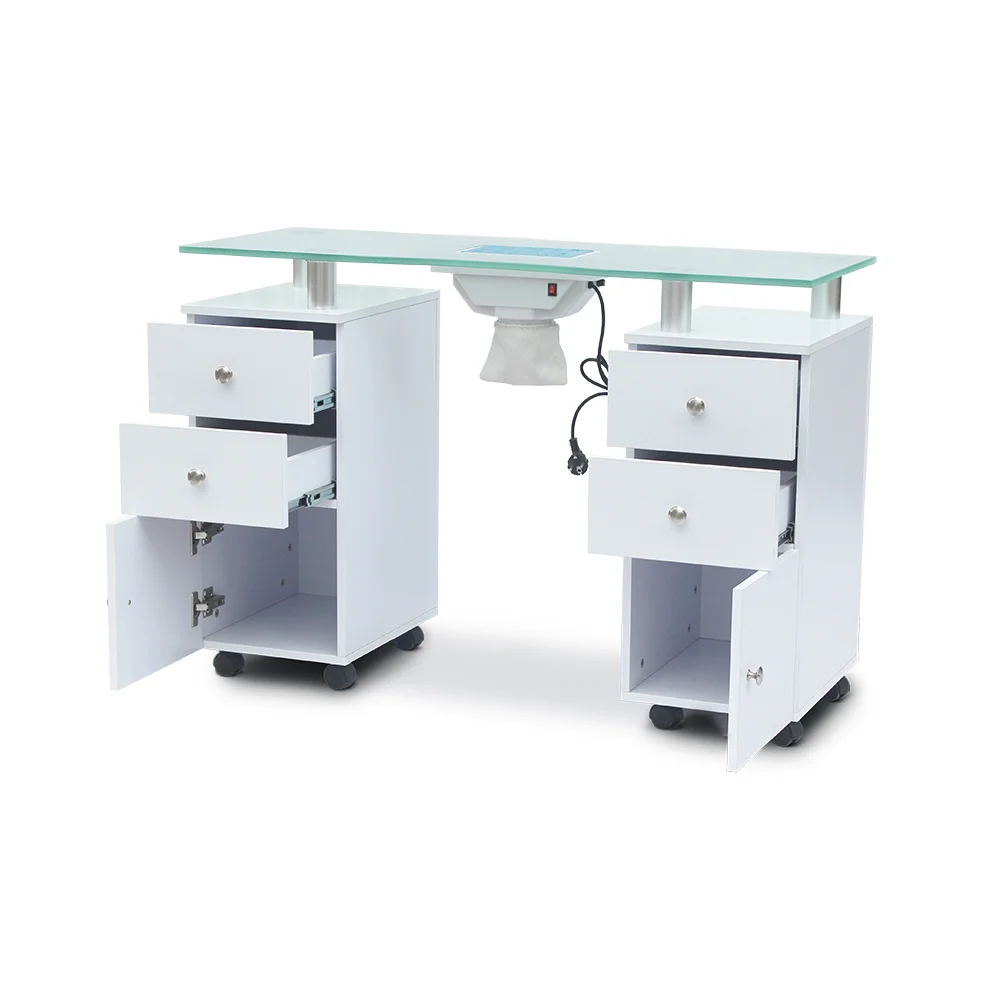 original factory cheap Modern white manicure table used nail salon furniture with light and dust collector