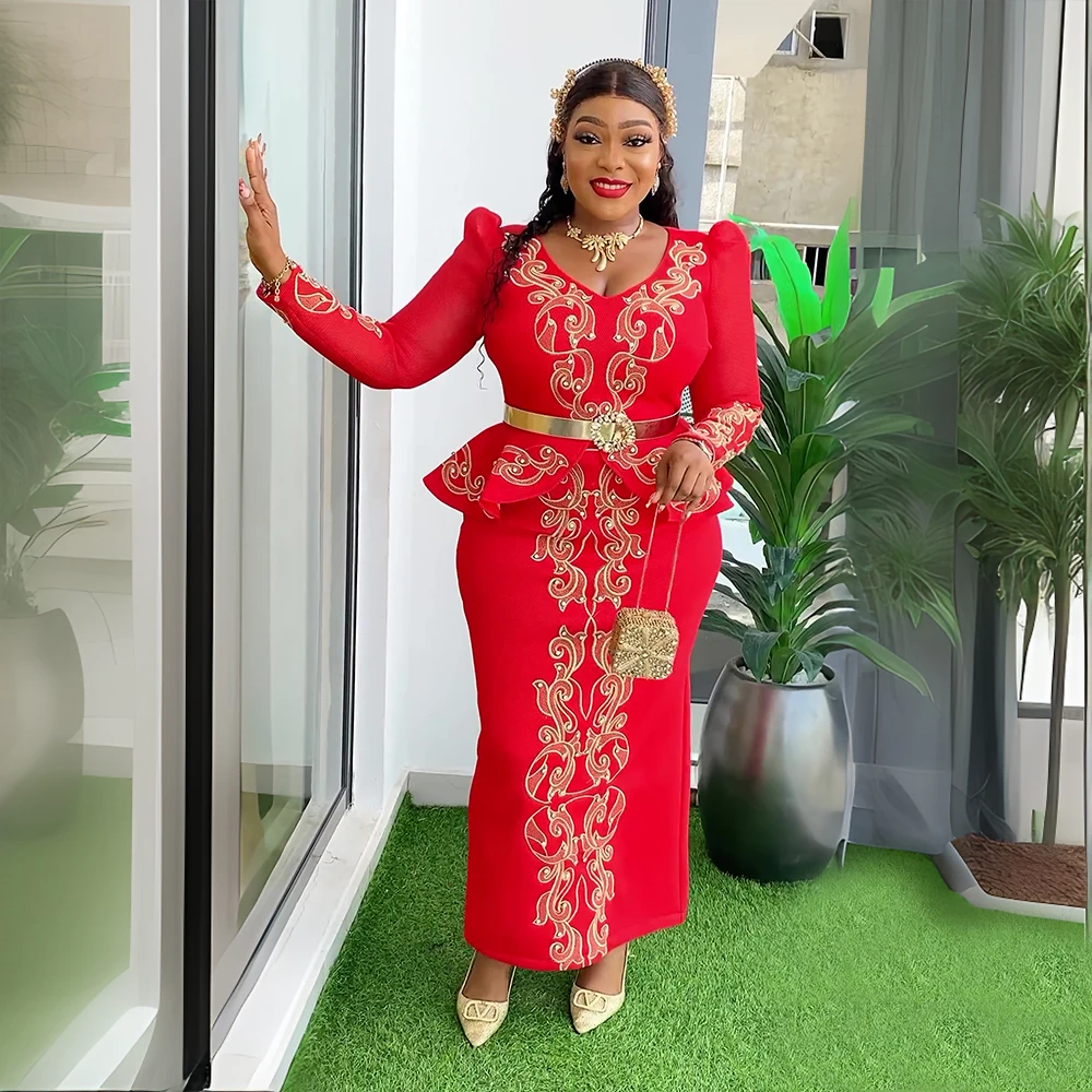 H&D Customized New Evening Dress African Costume with Belt