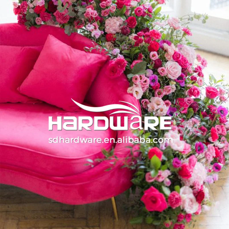 Wedding Furniture Supply Hot Pink Velvet Luxury Wedding Sofa Events For Bride