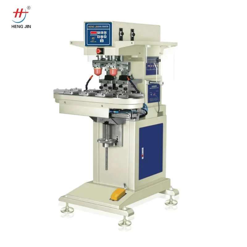 2 colors small daily product pad printing machine  High efficient cosmetic bottle pad printer with rotary table