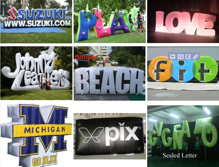 Custom advertising alphabet giant 10ft inflatable letters with led light decoration