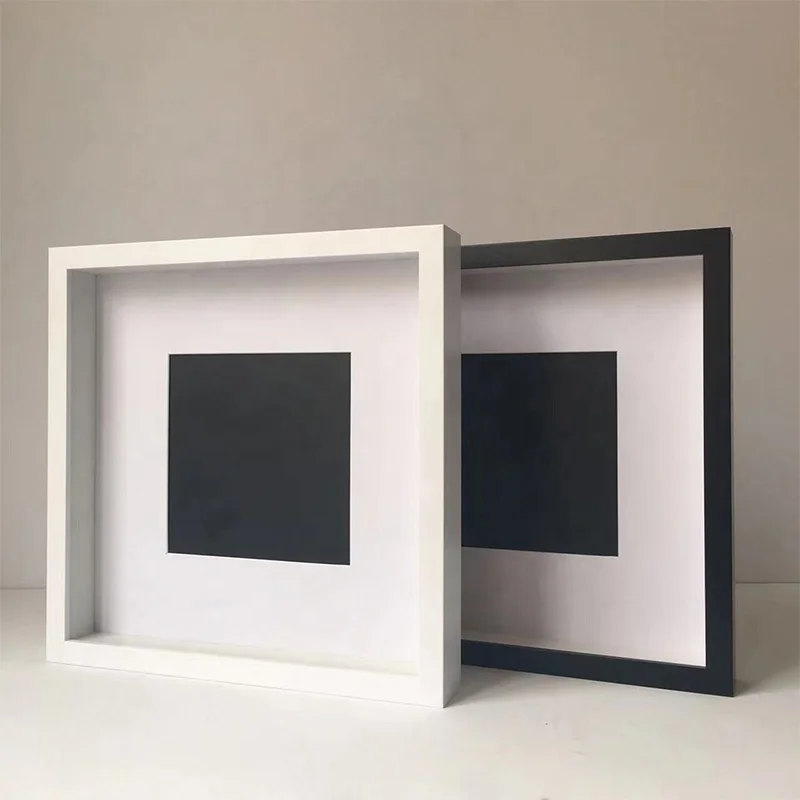 China factory wholesale white black 12 x 12 inch shadow box frame 30 x 30 cm 3D 1.2 inch 3cm inner depth hollow box frame