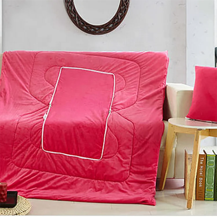 Hot Selling Portable Super Soft Multi-function 2 in 1 Cushion Pillow Blanket with Zipper