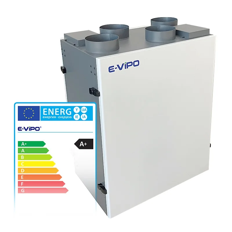 E-VIPO Mechanical Ventilation Fresh Air Ventilator HRV Heat Recovery Ventilation HVAC System with Counterflow Heat Exhcnager