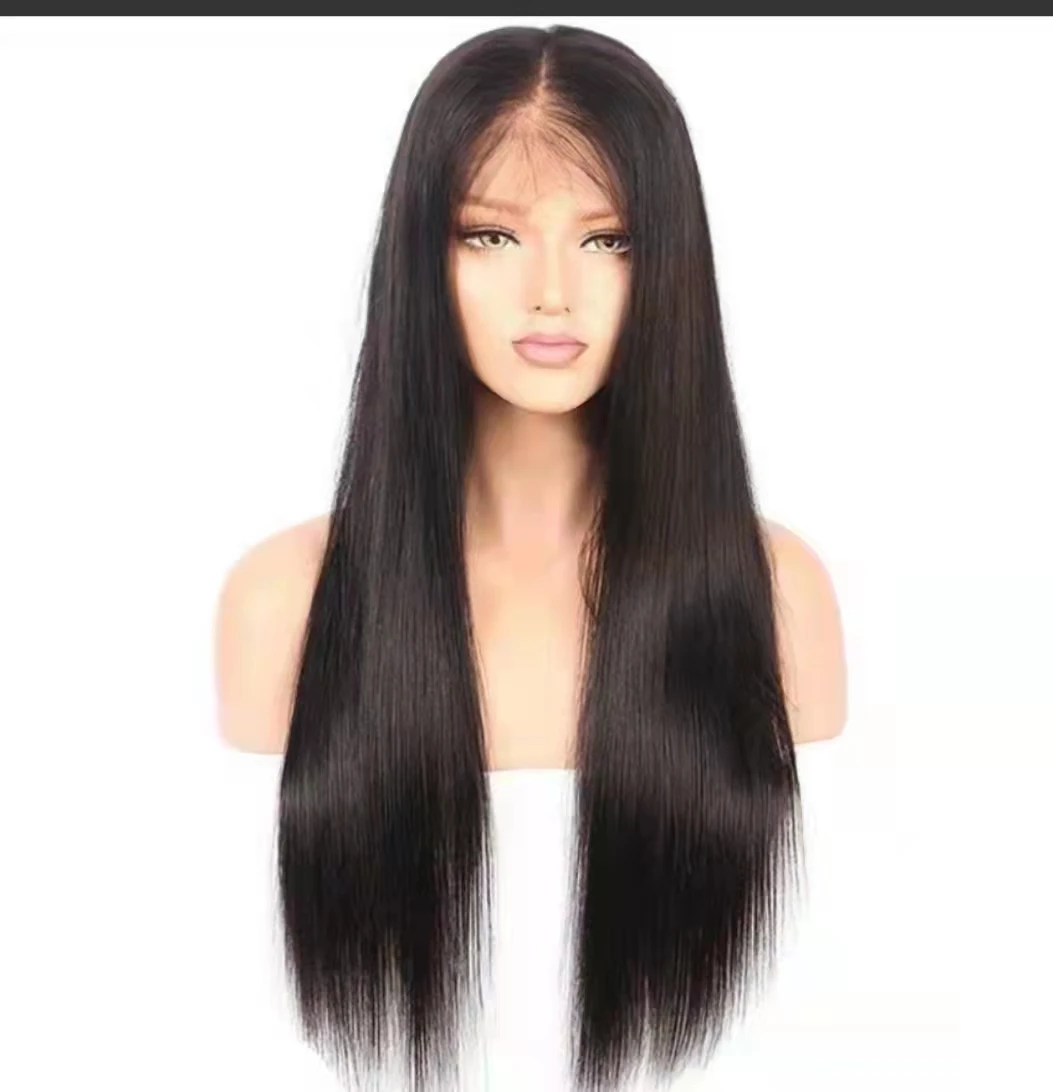 Lace Front Wig Full Lace wig Silky Straight 100% Human Hair 40 Inch Very Long Free Part Natural Black Color Wigs