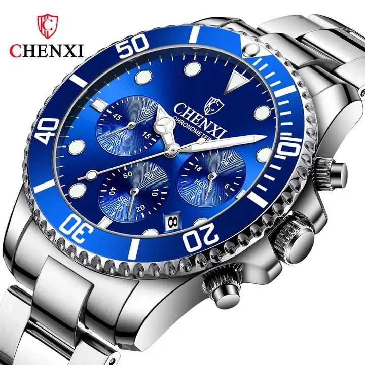 CHENXI 901 Watch For Men Fashion Multifunction Quartz Watches Stainless Steel Waterproof Luminous Date Wristwatches Men Bracelet
