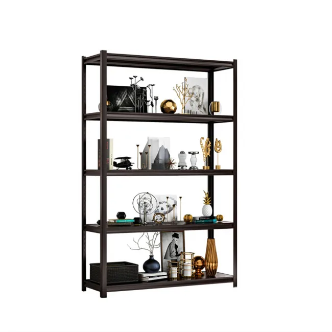 Light duty storage metal kitchen shelf unit home display racking system 5 tier boltless shelving rack for home use