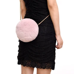 Fashion Design Girls Ball Shape Fur Bag Rabbit Fur Bags