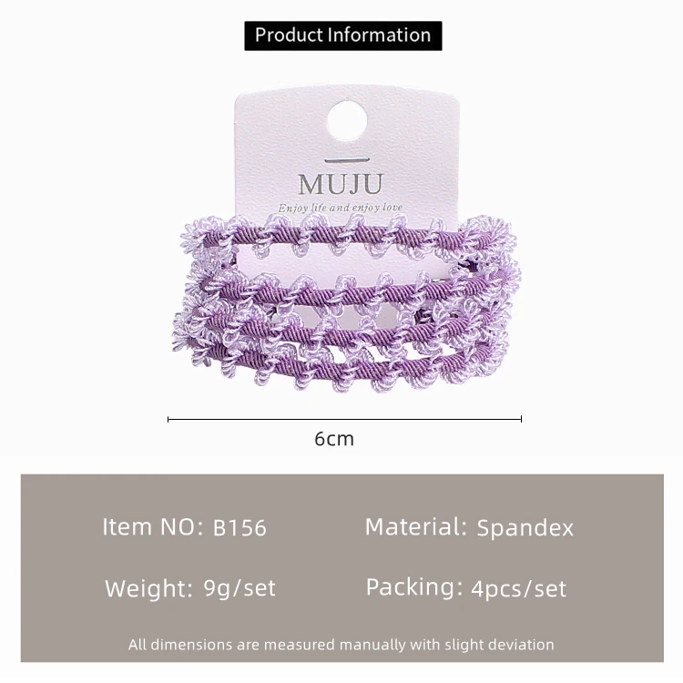 4 Piece of Sweet spiral lace hair ties girly rubber elastic hair ties simple high ponytail tiara for girls