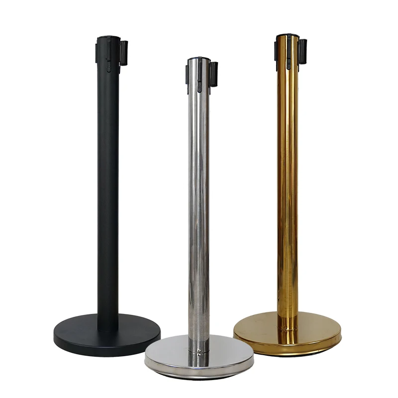 Luchai Factory Supply Saving Queue Black Retractable Belt Crowd Control Barrier for Divider Line