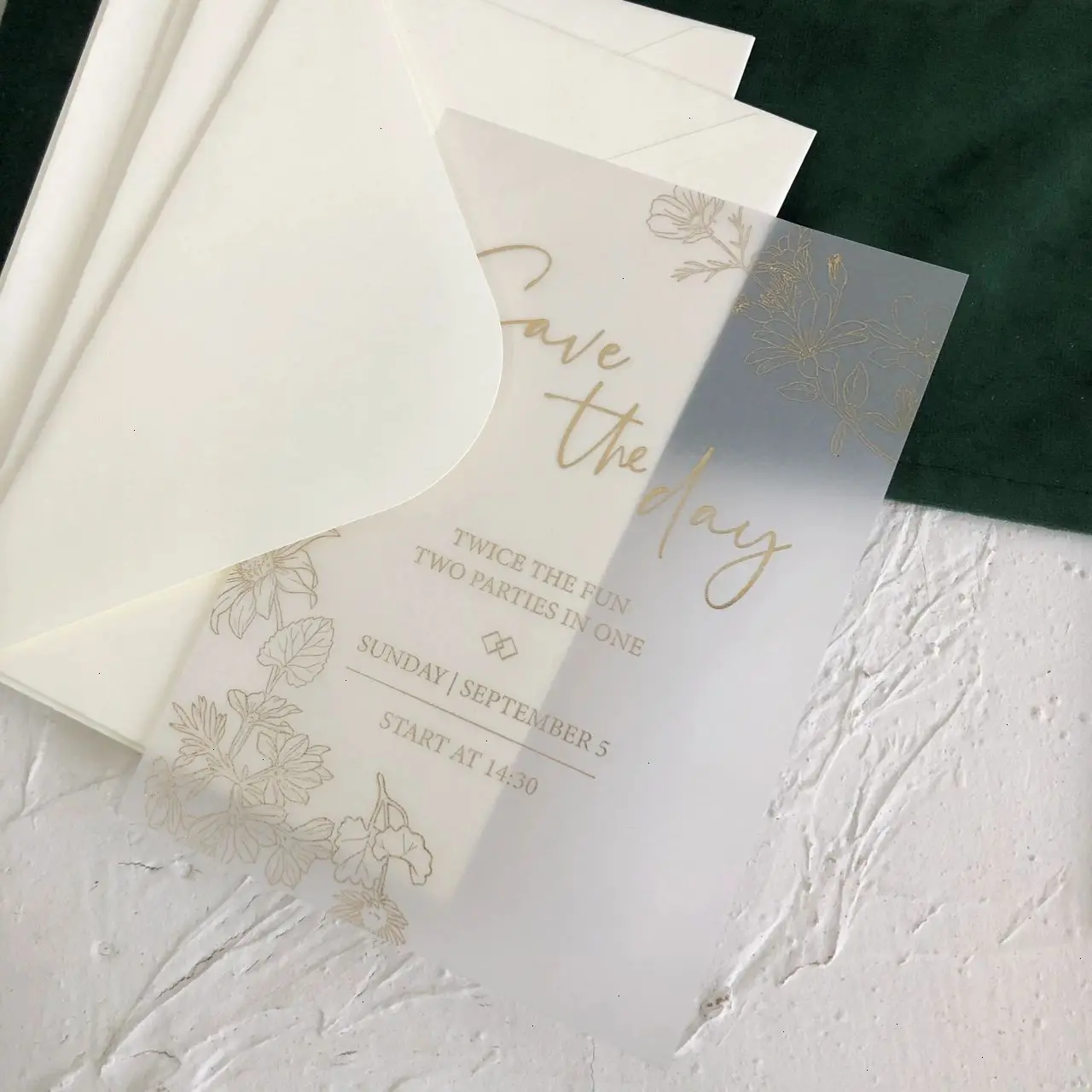 Wholesale Luxury Free Design Transparent Glass Printing Acrylic Wedding Invitation Card with Envelope