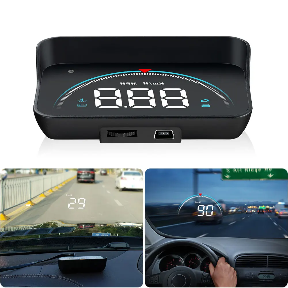 Universal M8 Car Windshield HUD Head Up Display Speedometer OBD2 Auto Projector Parameter Display Overspeed Warning Function