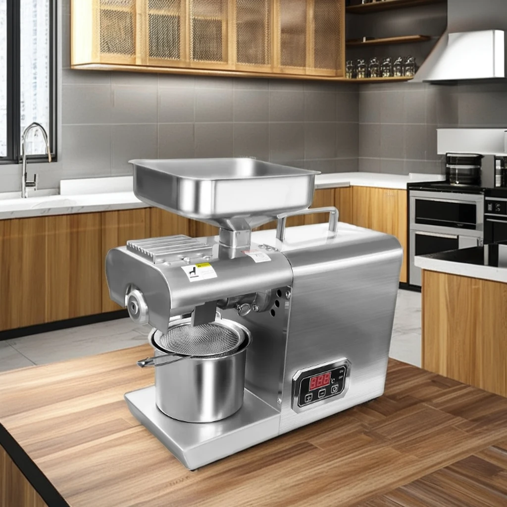 MJ Mini Automatic Steel Screw Oil Pressers Small Home use Sesame Coconut Peanut Oil Extractor Seed Cold Oil Press Machine 508T
