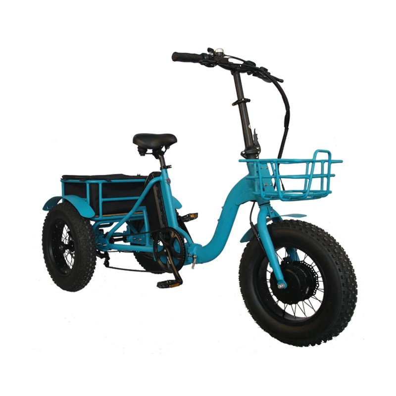 EZREAL 16-Inch Folding Electric Cargo E-Bike 750W 48V 14Ah Lithium Battery New Design Aluminum 3-Wheel Trike for Adults