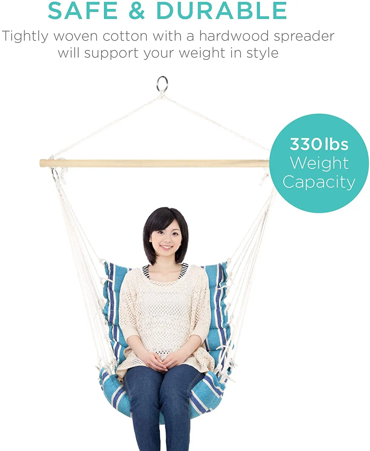 
Deluxe Padded Cotton Luxury Canvas quilted swing hammock chair 