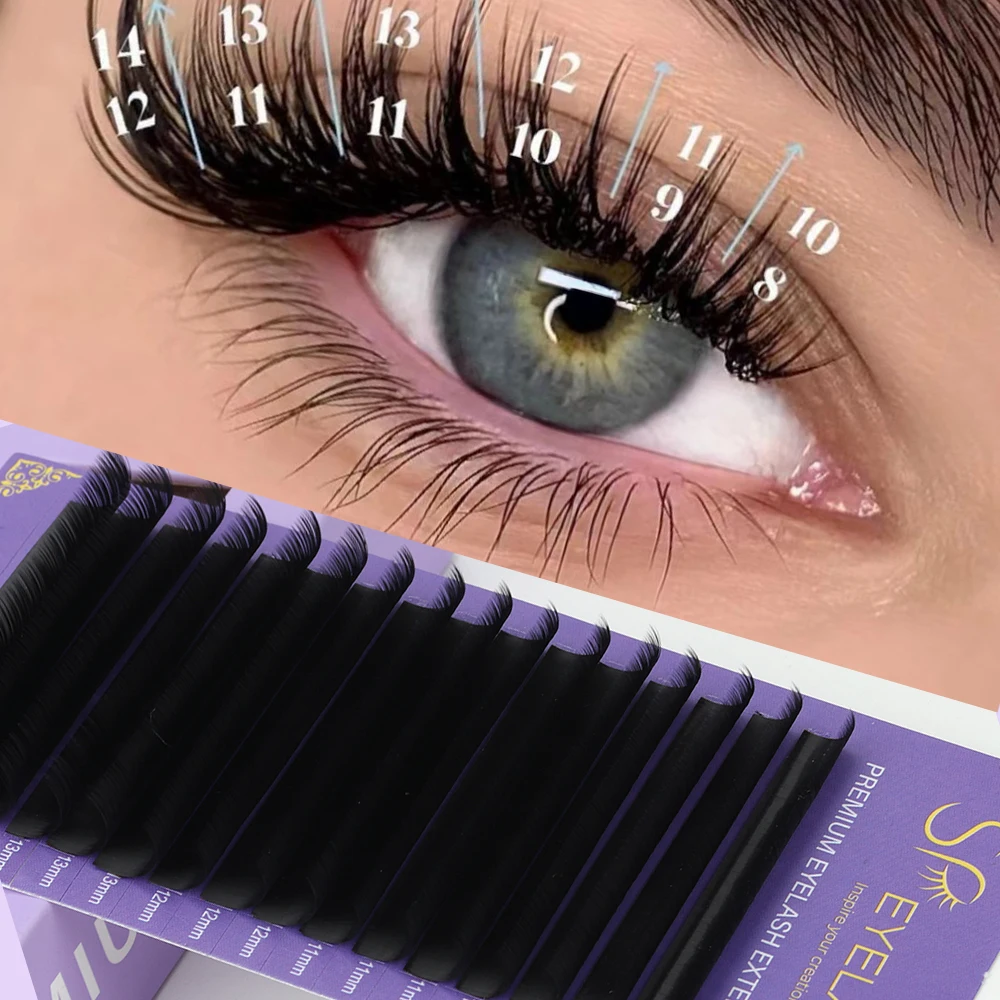 SP EYELASH Wholesale 0.03 0.05 Korean Pbt Matte Dark Black Volume Lash Supplies 5-25mm Individual Cashmere Lash Extensions Trays