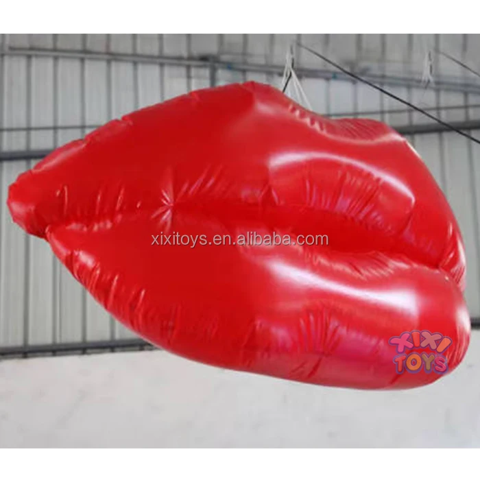 XIXI TOYS Custom Valentine Festival Holidays Inflatable Decorations Balloons Inflatable LED Light Lady Sexy Red Lips For Events