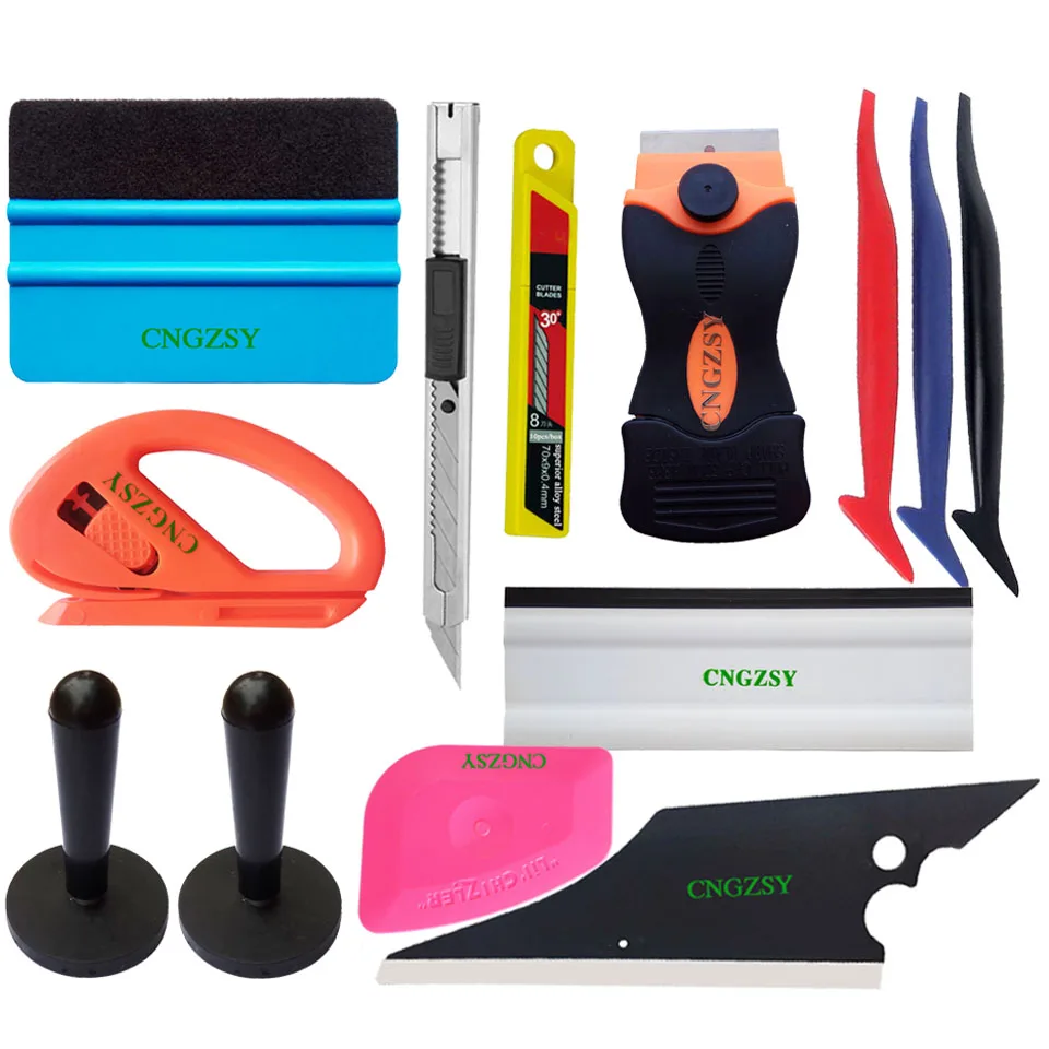Car Film Sticker Bubble Removing Squeegee Vinyl Wrap Magnet Holder Rubber Water Wiper Long Edge Scraper Car Wrap Tools Kit K92